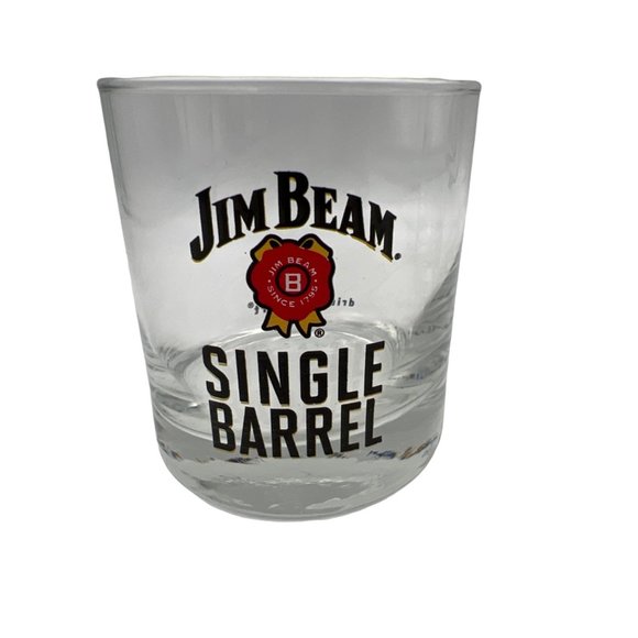 Pair Jim Beam Single Barrel Whiskey Glass Lowball Rocks 3.25" Drink Smart - Picture 2 of 5